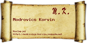 Modrovics Korvin névjegykártya